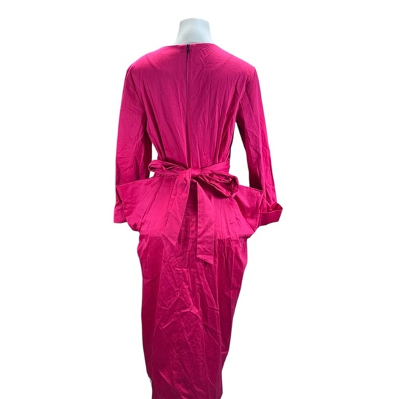 Julia allert.Fuchsia pink Tie Front Sheath Dress with 3/4 Sleeves - Picture 3 of 8